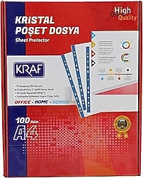 Kraf 1001 Kristal Delikli A4 100'lü Poşet Dosya