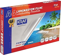Kraf A4 100 Micron 100'lü Parlak Laminasyon Filmi