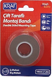 Kraf 2520G 19 mm x 1,5 m Çift Taraflı Montaj Bandı