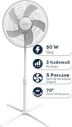 Kumtel KTF-355 Beyaz Ayaklı Vantilatör