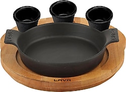 Lava Yekpare Kulplu Ahşap Altlıklı 18 cm Demir Döküm Sahan