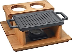 Lava Ahşap Standlı Dikdörtgen Döküm Hot Plate 22x15 cm