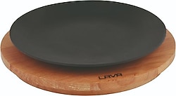 Lava Döküm Yuvarlak Servis Tabağı ve Kayın Servis Ahşabı 25 cm