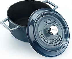 Lava Premium Yuvarlak Majolik Gri 20 cm Döküm Tencere
