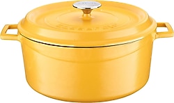 Lava Spring Sarı 28 cm Yuvarlak Döküm Tencere