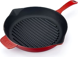 Lava Spring Yuvarlak Kırmızı 28 cm Demir Döküm Izgara Tavası