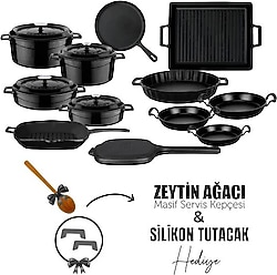 Lava Trendy 12x Siyah 17 Parça Döküm Tava Tencere Seti
