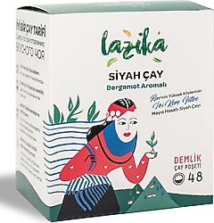 Lazika Bergamot Aromalı Siyah Çay Demlik Poşet 48'li