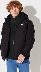 Lee L88BNY01 Kapüşonlu Siyah Erkek Şişme Mont
