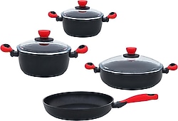 Leggno Colorgy Kırmızı 7 Parça Tencere Seti