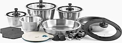 Leggno Cookvision 17 Parça Çıkarılabilir Saplı Çelik Tencere Seti