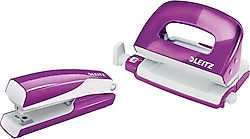Leitz 5561 Wow Mini Metalik Mor Zımba Delgeç Seti