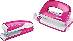 Leitz 5561 Wow Mini Metalik Pembe Zımba Delgeç Seti