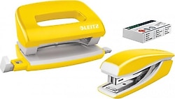Leitz 5561 Wow Mini Metalik Sarı Zımba Delgeç Seti