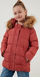 Lela 6028720 Kapüşonlu Kürklü Kız Çocuk Şişme Mont
