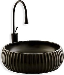 Lena E-4161S Tezgah Üstü Porselen Siyah Lavabo