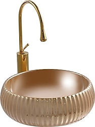 Lena E-4161A Tezgah Üstü Porselen Altın Lavabo