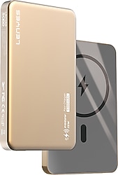 Lenyes PW019D Altın 5000 mAh Kablosuz Hızlı Şarj Powerbank