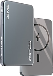 Lenyes PW019D Füme 5000 mAh Kablosuz Hızlı Şarj Powerbank