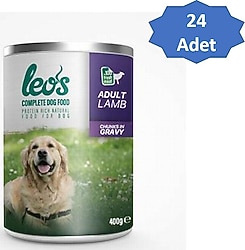 Leo's Parça Etli Soslu Kuzulu 400 gr 24'lü Yetişkin Konserve Köpek Maması