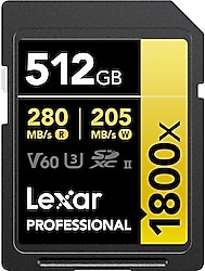 Lexar Gold Series 1800x LSD1800512G Class 10 UHS-II U3 V60 512 GB Hafıza Kartı
