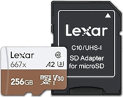 Lexar Professional 667x UHS-I C10 U3 A2 V30 256 GB Micro SD Kart
