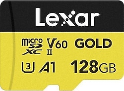 Lexar Professional Gold Series LMSGOLD128G Class 10 UHS-II U3 A1 V60 128 GB Micro SD Kart