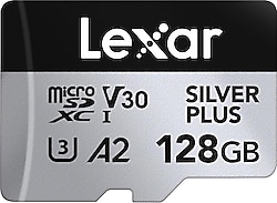 Lexar Professional Silver Plus LMSSIPL128G Class 10 UHS-I U3 A2 V30 128 GB Micro SD Kart