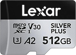 Lexar Professional Silver Plus LMSSIPL512G Class 10 UHS-I U3 A2 V30 512 GB Micro SD Kart
