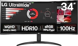 LG UltraWide 34WR50QK-B 34" 5 ms WQHD Curved 100 Hz Monitör
