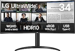 LG UltraWide 34WR55QK-B 34" 5 ms WQHD Curved 100 Hz Monitör