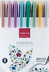 Lineplus Dreamon Metalik 8'li Fırça Uçlu Keçeli Kalem Seti