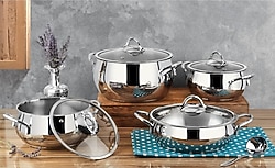 Lines Zeycan 8 parça Metal Kulp Küre Çelik Tencere Seti