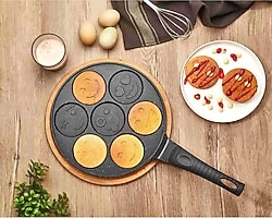 Lines Emoji Smile 26 cm Bakalit Kulp Döküm Pankek Tavası