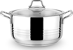 Lines Oscar Metal Kulp Cam Kapak 26 cm Derin Çelik Tencere