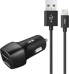 LinkTech C492 12 W 2.4A Lightning Kablo Araç Şarj Cihazı