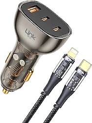 LinkTech C507 80 W Lightning Kablolu Hızlı Araç Şarj Aleti