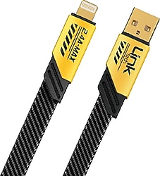 LinkTech K471 Mecha Style 1.2 m Sarı USB to Lightning Şarj Kablosu