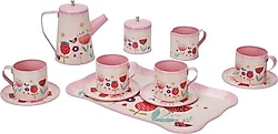 Little Chef Çiçek Desenli 12 Parça Metal Çay Seti 4939