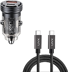 LivX Transparent 45 W 1 m Type-C Kablolu Hızlı Araç Şarj Aleti