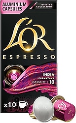 L'Or Espresso Origins Collection India Intensity 10 Alüminyum Kapsül Kahve 10'lu