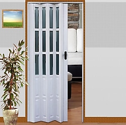 Lorin PVC Camlı Beyaz Akordiyon Kapı