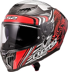 LS2 Dragon Karbon Enthum Kırmızı Siyah Full Face Kaskı