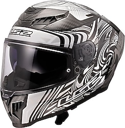 LS2 Dragon Karbon Enthum Siyah Gri Full Face Motor Kaskı