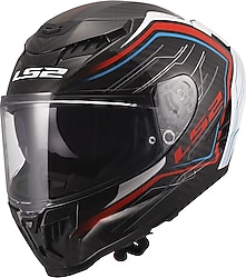 LS2 Dragon Karbon Subic Beyaz Mavi Kırmızı Full Face Motor Kaskı