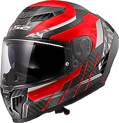 LS2 Dragon Karbon Trax Kırmızı Full Face Motor Kaskı