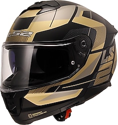 LS2 Stream 2 Road Mat Siyah Gold Full Face Motor Kaskı