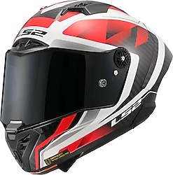 LS2 Thunder Karbon GP Aero Raute Beyaz Kırmızı Full Face Motor Kaskı