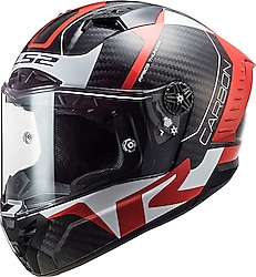 LS2 Thunder Karbon Racing 1 Beyaz Kırmızı Full Face Motor Kaskı