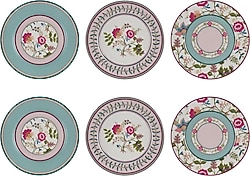 Lucky Art Florine Bone 27 cm 6'lı Servis Tabağı